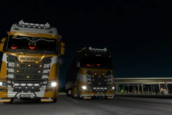 GPE trucks in TruckersMP with a very early version of the GPE paint job